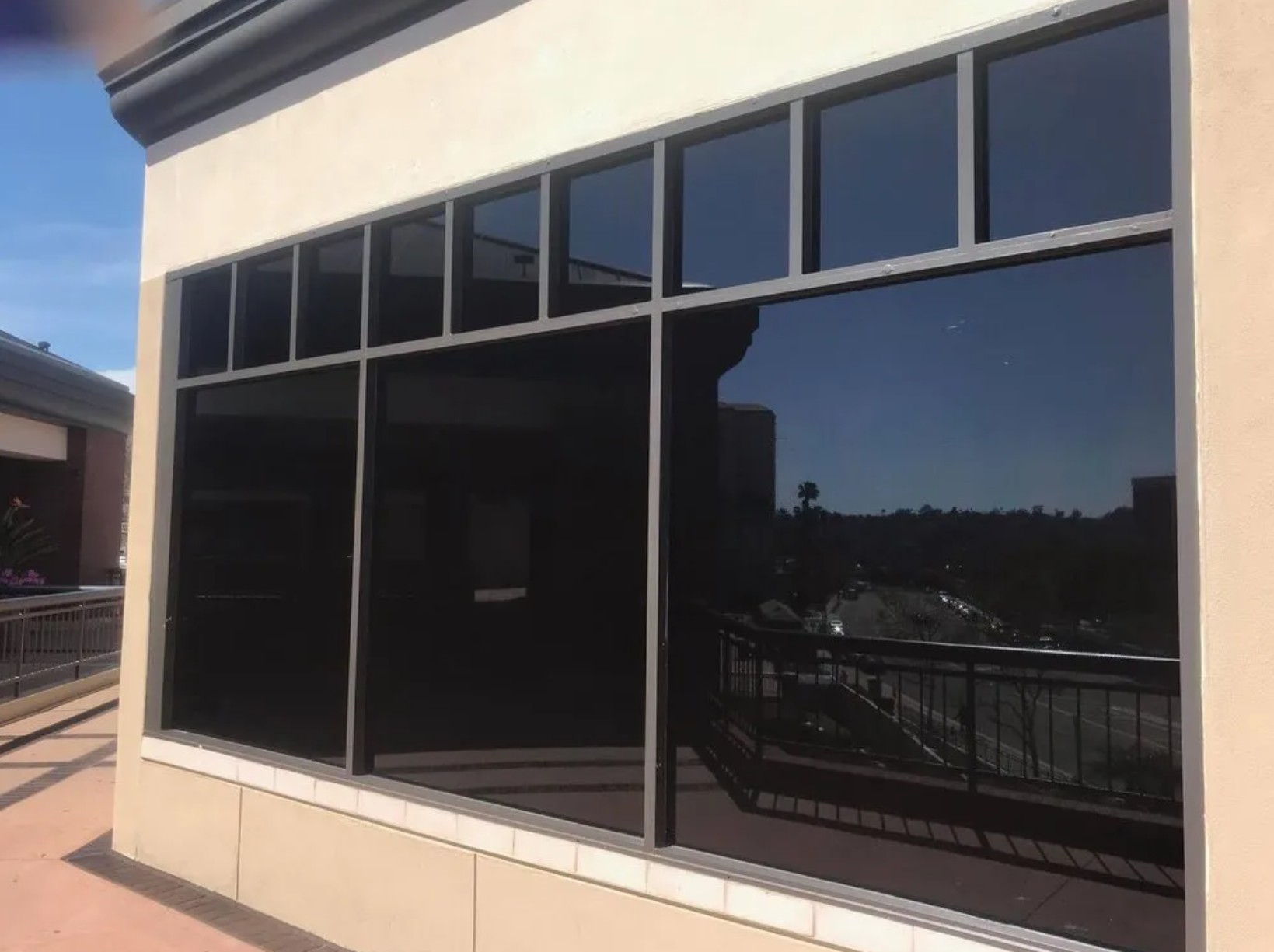 Commercial storefront with professional window tinting